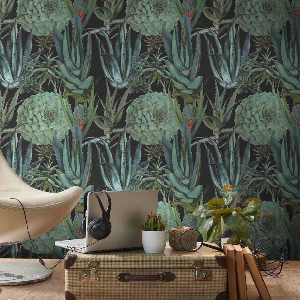 Mind The Gap Succulentus Anthracite Wallpaper